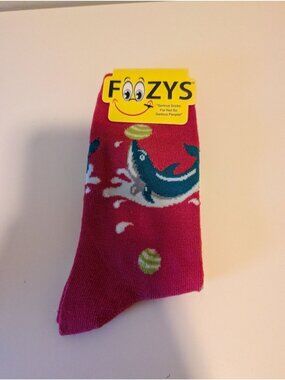 1 Pair of Foozy Socks Dolphin Ball Pink